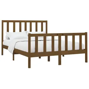 Berkfield Bed Frame Honey Brown Solid Wood Pine 150x200 cm 5FT King Size