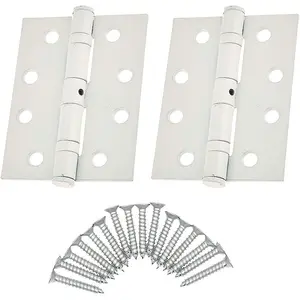 EAI - 4" Door Hinges & Screws G11 FD30/60  - 102x76x2.7mm Square - White