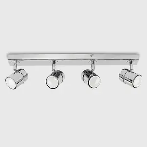 ValueLights Rosie Modern 4 Way Straight Bar Ceiling Spotlight Fitting Polished Chrome Finish