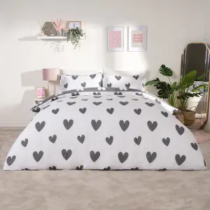 Love Heart Decorative Printed Duvet Cover Set with Pillowcase