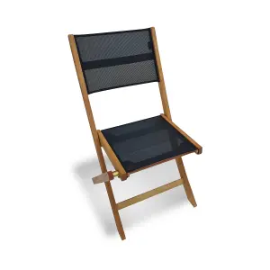 sweeek. Pair of foldable wooden garden chairs Almeria Black 54x58.7x89 cm