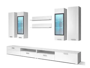 Sarah Entertainment Unit - Versatile for TVs Up To 58" with Mesmerising LED Features - W2800mm x H350mm + 1050mm x D400mm