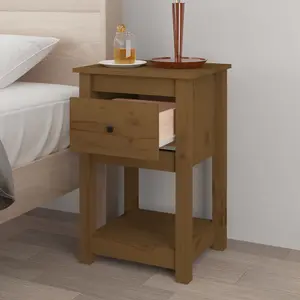 Berkfield Bedside Cabinet Honey Brown 40x35x61.5 cm Solid Wood Pine