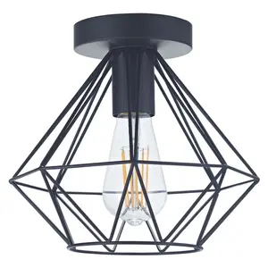 Metrodora Industrial Basket Cage Designed Ceiling Pendant Light Shade Black