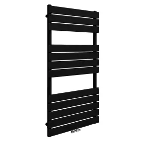 Nes Home 1200 x 600 mm Central Connection Designer Towel Radiator Black Single Flat Tube