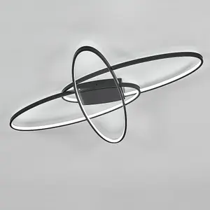 Minimalistic Unique Oval Acrylic Shade LED Semi Flush Ceiling Light Fixture 90cm Cool White