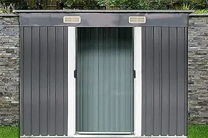 Grey Metal Garden Shed Grey 7ft 1" x 3ft 7" With Base