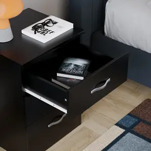 Maybery 3 - Drawer Bedside Table Nightstand Black