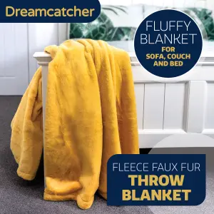 Dreamcatcher Blanket Throw Soft Faux Fur 160 x 130cm Overblanket Gold