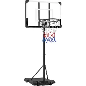 Yaheetech Black Portable Basketball System with Adjustable Height Pole and Wheels 82cmL x 57cmW