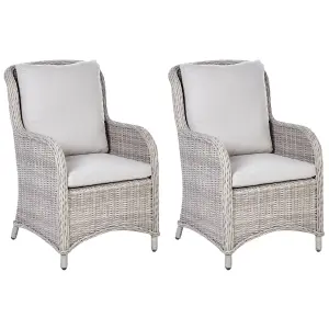 Set of 2 Garden Armchairs CASCAIS PE Rattan Taupe