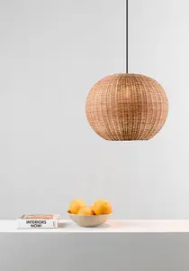 Luminosa Haka Black, Rattan Globe Pendant Lamp 30cm 2700K