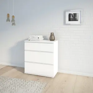 Nova Matt white 3 Drawer Chest of drawers (H)835mm (W)768mm (D)400mm