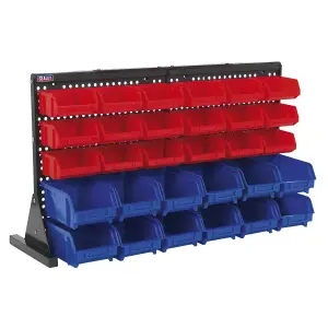 Sealey 30 Bin Bench Mounting Storage System Organiser + Steel Cross Bar TPS1218