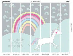 Origin Murals Rainbow and Unicorn Green & Grey Matt Smooth Paste the Wall Mural 350cm wide x 280cm high