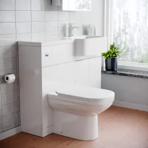 Nes Home 1000mm White RH Freestanding Cabinet with Basin, WC Unit & Toilet