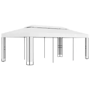 Berkfield Gazebo with Double Roof 3x6 m White