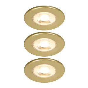 Gamow Matt Gold effect Fixed LED Fire-rated Warm & neutral Downlight 5W IP65, Pack of 3