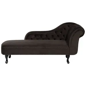 Right Hand Chaise Lounge Velvet Brown NIMES