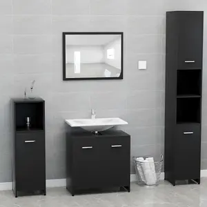 Berkfield Bathroom Cabinet Black 60x33x61 cm Engineered Wood