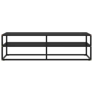 Berkfield TV Cabinet Black with Black Glass 140x40x40 cm