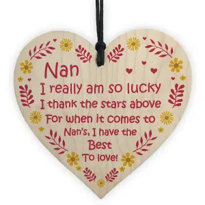 Red Ocean Nan Gifts For Birthday Mothers Day Wooden Heart Gift For Her Novelty Nan Gifts