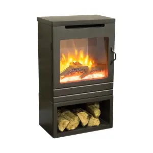 Suncrest Matfen 2000W Matt Black Cast iron effect Electric Stove (H)780mm (W)460mm