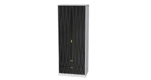 Dallas 2 Door 2 Drawer Wardrobe in Deep Black & White (Ready Assembled)