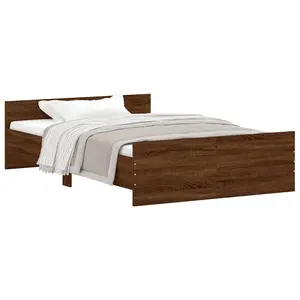 Berkfield Bed Frame with Headboard and Footboard Brown Oak 120x190 cm