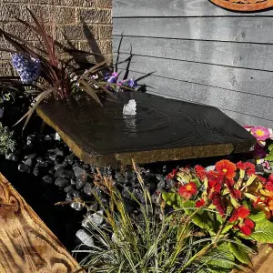 Basalt Babbling Plinth 70cm Natural Stone Solar Water Feature