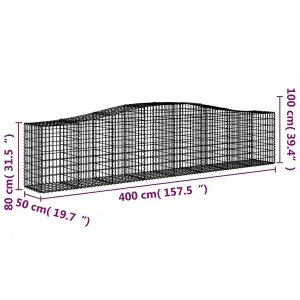 Berkfield Arched Gabion Baskets 6 pcs 400x50x80/100 cm Galvanised Iron