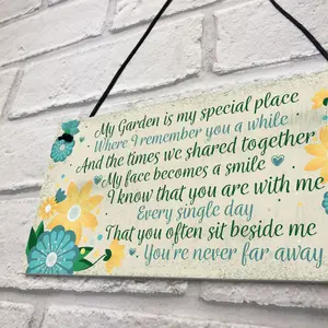 Red Ocean Garden In Memory Of Mum Nan Friend Memorial Gifts Poem Sign Hanging Wall Shed Memorial Plaque Keepsake