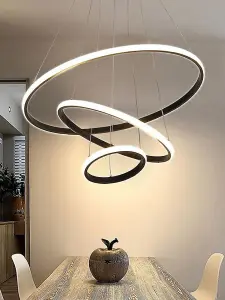 Black Chandelier LED Circle Modern Luxury 3 Rings (20+40+60cm) Pendant Light