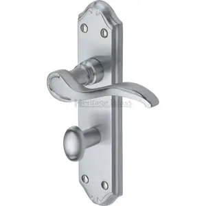 Heritage Door Handle for Bathroom Verona Small Design (Set of 2) Satin Chrome