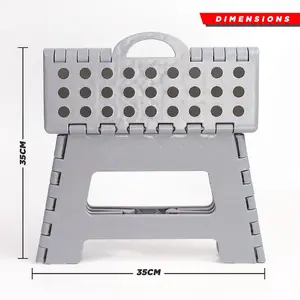 Dekton Folding Step Stool 150kg Max Anti Slip Home Workplace Aid Ladder Portable - 35cm Grey