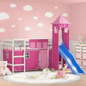 Berkfield Kids' Loft Bed with Tower without Mattress Pink 80x200 cm