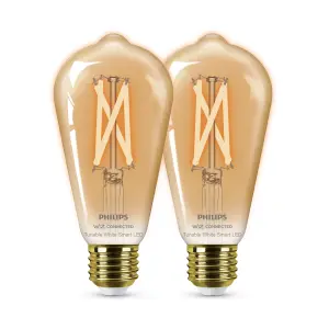 Philips WiZ E27 50W LED Cool white & warm white ST64 Non-dimmable Light bulb Pack of 2