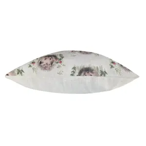 Evans Lichfield Hedgerow Hedgehog Repeat Printed Feather Filled Cushion