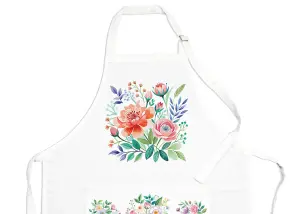 Purely Home Floral Bouquet Apron - Cooking & Baking Kitchen Gift for Mother's Day