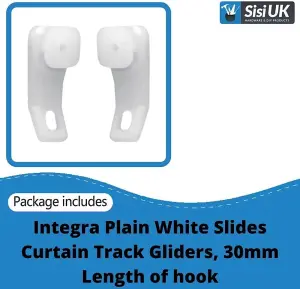 Curtain Track Glider Hooks White Plastic Integra Curtain Rail Track Hooks Slider for Window and Shower Curtain Pack of 20