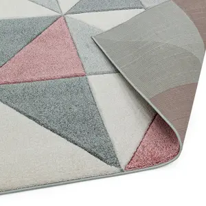 Pink Geometric Modern Easy to clean Rug for Dining Room-80cm X 150cm