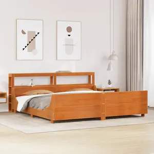 Berkfield Bed Frame without Mattress Wax Brown 180x200 cm Super King Solid Wood Pine