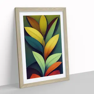 XV1022-2583X Lively Leaves - Single Picture Frame Print Oak / 46cm H x 34cm W x 2cm D