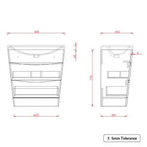 SunDaze 800mm Gloss Grey 2 Drawer Floor Standing Bathroom Cabinet Vanity Sink Unit