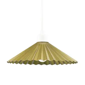 Vintage Ribbed Top Hat Style Metal Pendant Light Shade in Satin Gold Finish