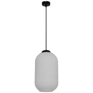 GoodHome Walgis White Chrome effect Pendant ceiling light, (Dia)200mm