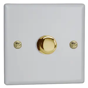 Varilight 1-Gang 2-Way V-Pro Push On/Off Rotary LED Dimmer 1 x 0-120W Vogue Matt White