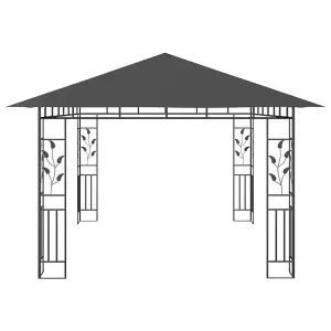 Berkfield Gazebo with Mosquito Net&LED String Lights 4x3x2.73m Anthracite