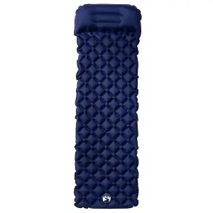 Inflating Camping Mattress with Pillow 1-Person Navy Blue