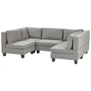 5-Seater Modular Fabric Sofa Light Grey UNSTAD